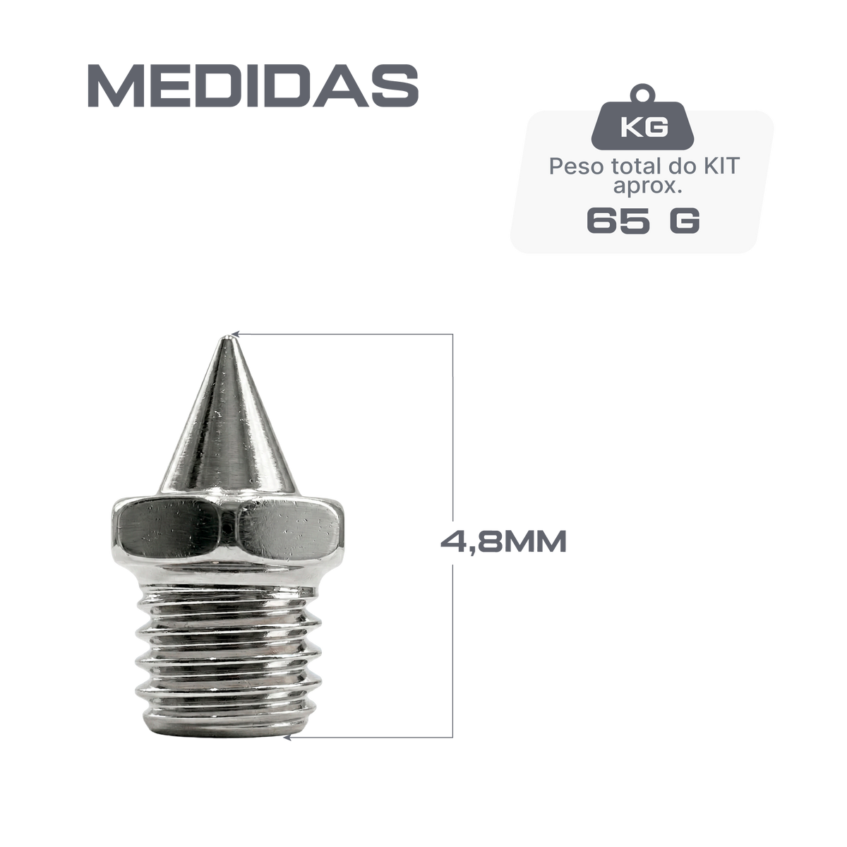 Pregos de Atletismo 4,8mm Pirâmide Hexagonal Pista e Campo