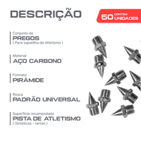 50 Pregos para Sapatilha de Atletismo 6,4mm Pirâmide Hexagonal Pista e Campo
