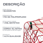 Rede Tamanho Oficial de Badminton 6,10x0,76m com Faixa de Vinil Loire