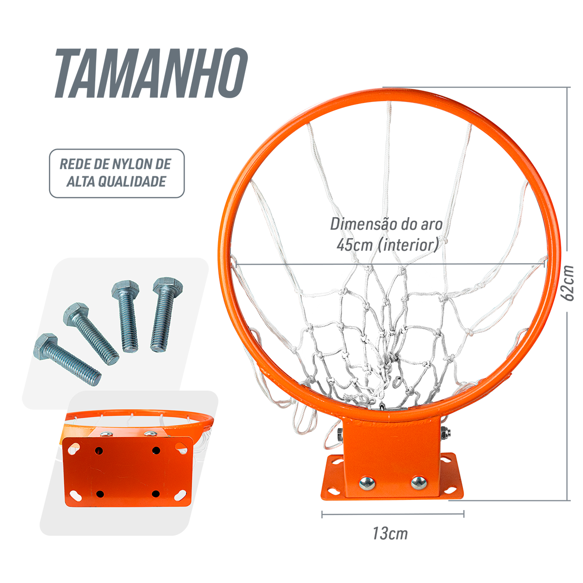 Aro 45cm Profissional de Basquete com Amortecedor Velden