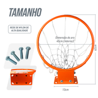 Aro 45cm Profissional de Basquete com Amortecedor Velden