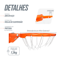 Aro 45cm Profissional de Basquete com Amortecedor Velden