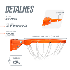 Aro 45cm Profissional de Basquete com Amortecedor Velden