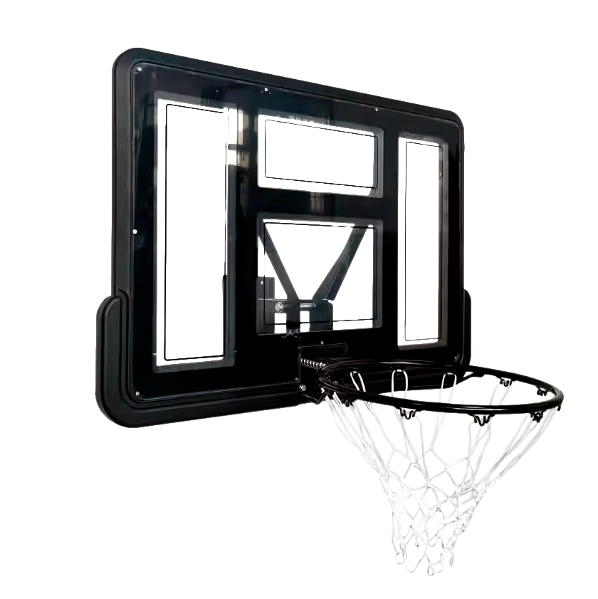 Tabela de basquete de parede quadro transparente de 110x74cm com aro e rede Pista e Campo