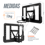 Tabela de basquete de parede quadro transparente de 110x74cm com aro e rede Pista e Campo