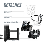 Tabela de basquete de parede quadro transparente de 110x74cm com aro e rede Pista e Campo