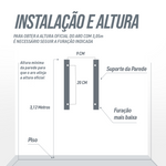 Tabela de basquete de parede quadro transparente de 110x74cm com aro e rede Pista e Campo