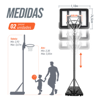 Tabela de basquete adulto móvel com poste, tabela de acrílico e aro Velden