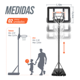 Tabela de basquete adulto móvel com poste, tabela de acrílico e aro Velden