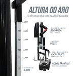 Tabela de basquete adulto móvel com poste, tabela de acrílico e aro modelo premium Pista e Campo
