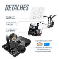 Tabela de basquete adulto móvel com poste, tabela de acrílico e aro modelo premium Pista e Campo