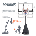 Tabela de basquete adulto móvel com poste, tabela e aro modelo top Velden