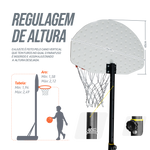 Tabela de basquete infantil juvenil móvel com poste, tabela plástica e aro Velden