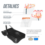 Tabela de basquete infantil juvenil móvel com poste, tabela plástica e aro Velden