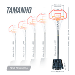 Tabela de basquete infantil juvenil móvel com poste, tabela plástica e aro Velden