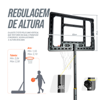 Tabela de basquete infantil juvenil móvel com poste, tabela transparente e aro Velden