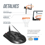 Tabela de basquete infantil juvenil móvel com poste, tabela transparente e aro Velden