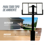 Poste fixo com tabela transparente, aro e rede de basquete oficial adulto premium Velden