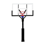 Poste fixo com tabela transparente, aro e rede de basquete oficial adulto premium Velden