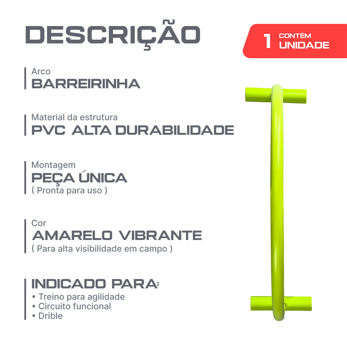 Barreirinha para Treinamento de Agilidade e drible Velden - Amarelo