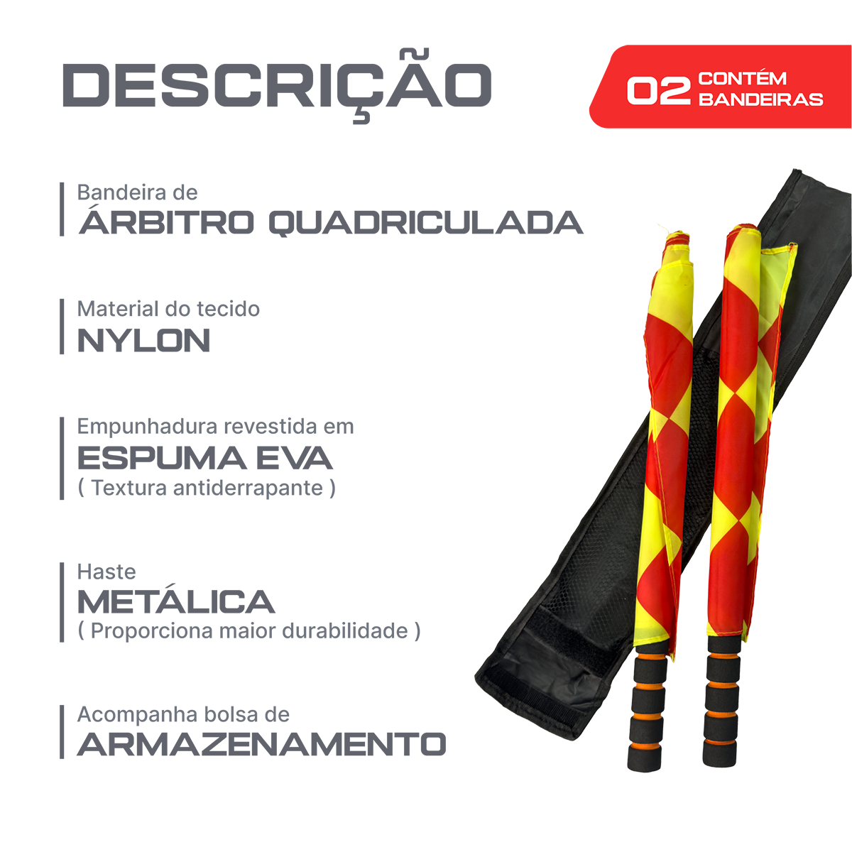 Kit de Bandeiras Xadrez para Sinalização Esportiva com Bolsa Velden