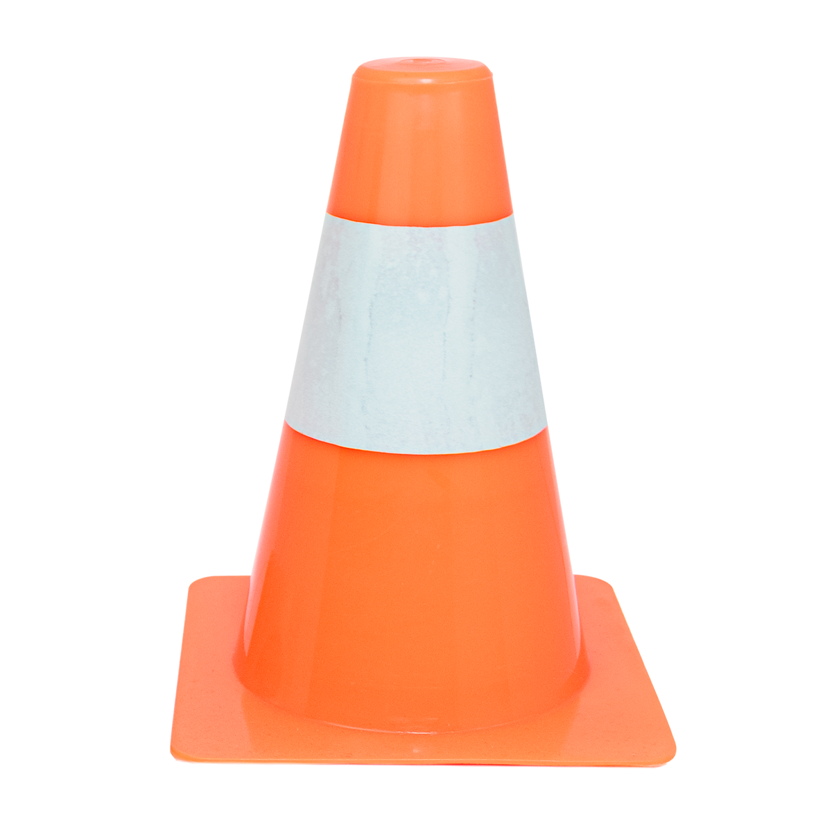 Cone de sinalização de plástico 15cm de altura laranja com faixa branca refletiva Pista e Campo