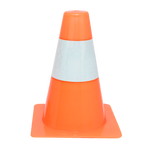 Cone de sinalização de plástico 15cm de altura laranja com faixa branca refletiva Pista e Campo