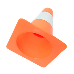 Cone de sinalização de plástico 15cm de altura laranja com faixa branca refletiva Pista e Campo