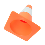 Cone de sinalização de plástico 15cm de altura laranja com faixa branca refletiva Pista e Campo