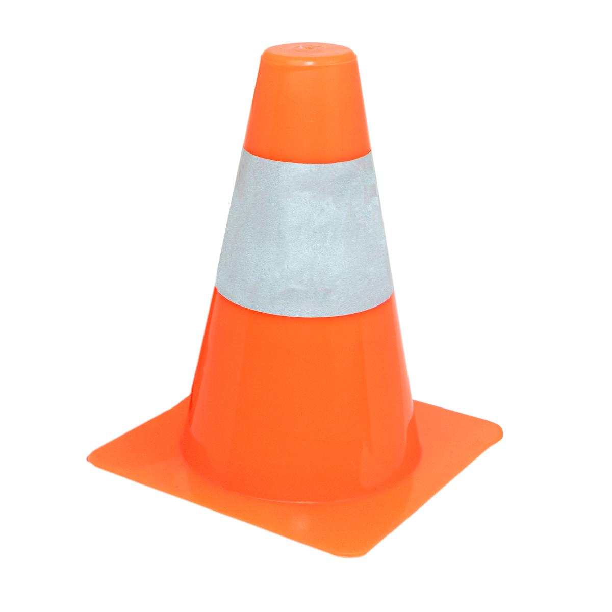 Cone de sinalização de plástico 15cm de altura laranja com faixa branca refletiva Pista e Campo