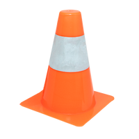 Cone de sinalização de plástico 15cm de altura laranja com faixa branca refletiva Pista e Campo
