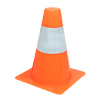 Cone de sinalização de plástico 15cm de altura laranja com faixa branca refletiva Pista e Campo