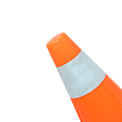 Cone de sinalização de plástico 15cm de altura laranja com faixa branca refletiva Pista e Campo