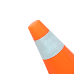 Cone de sinalização de plástico 15cm de altura laranja com faixa branca refletiva Pista e Campo