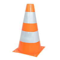 Cone de sinalização de plástico 23cm de altura laranja com faixas brancas refletivas Pista e Campo