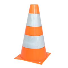 Cone de sinalização de plástico 23cm de altura laranja com faixas brancas refletivas Pista e Campo