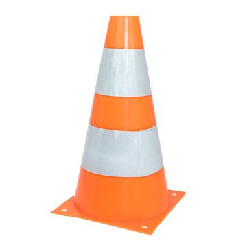 Cone de sinalização de plástico 23cm de altura laranja com faixas brancas refletivas Pista e Campo