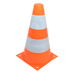 Cone de sinalização de plástico 23cm de altura laranja com faixas brancas refletivas Pista e Campo