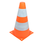 Cone de sinalização de plástico 23cm de altura laranja com faixas brancas refletivas Pista e Campo