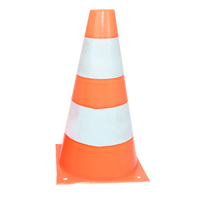 Cone de sinalização de plástico 23cm de altura laranja com faixas brancas refletivas Pista e Campo