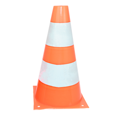 Cone de sinalização de plástico 23cm de altura laranja com faixas brancas refletivas Pista e Campo
