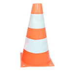 Cone de sinalização de plástico 23cm de altura laranja com faixas brancas refletivas Pista e Campo