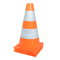 Cone de sinalização de plástico 23cm de altura laranja com faixas brancas refletivas Pista e Campo