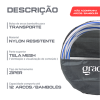 Bolsa para transporte de até 12 arcos bambolês de até 90cm Gracios