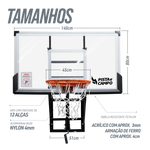 Tabela de basquete adulto de parede modelo Fly ajustável Pista e Campo