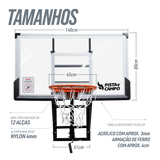 Tabela de basquete adulto de parede modelo Fly ajustável Pista e Campo