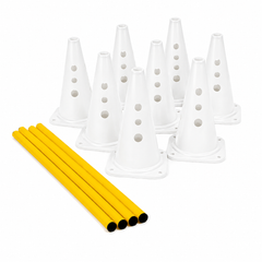Kit 8 Cones 23cm e 4 Hastes 1m para Treino de Agilidade Velden