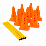 Kit 8 Cones de Agilidade Furados 23cm com 4 Hastes Velden