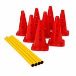 Kit 8 Cones de Agilidade Furados 23cm com 4 Hastes Velden