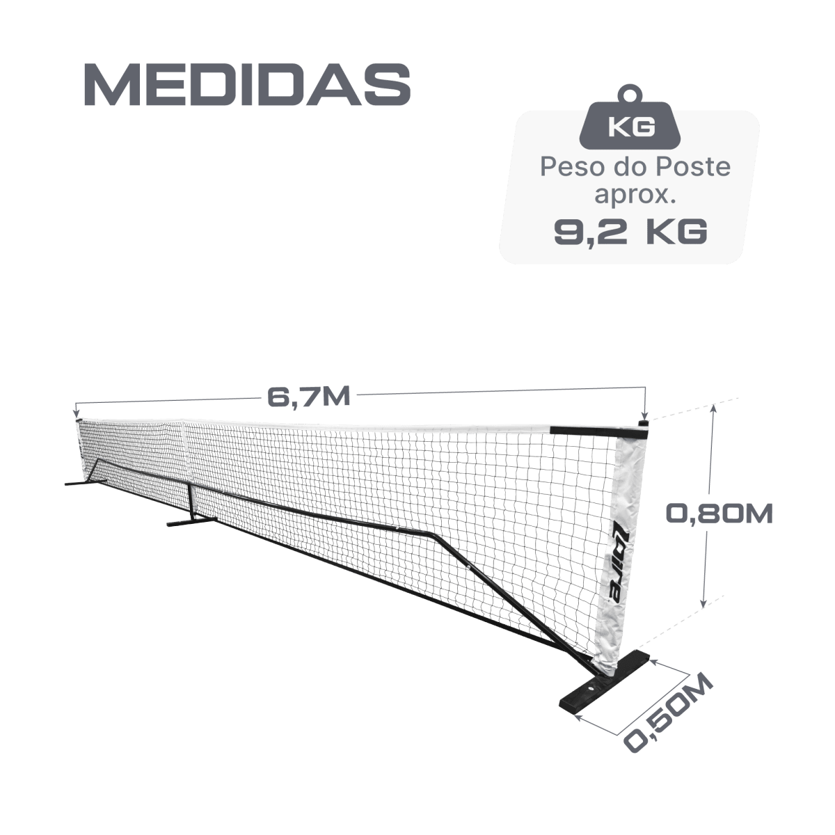 Kit completo de pickleball com rede portátil, 4 raquetes e 12 bolas Loire